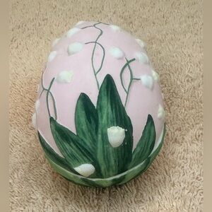 Vintage Hand Painted Easter Egg Trinket Box.